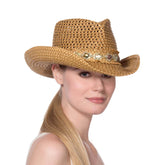 Sombrero Genuino de Diseñador Eric Javits NY - Ariela - Color Mix Natural.